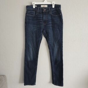 Hollister Mens 31x32 Fit Epic Flex Stretch Faded Dark Wash Blue Skinny Jeans